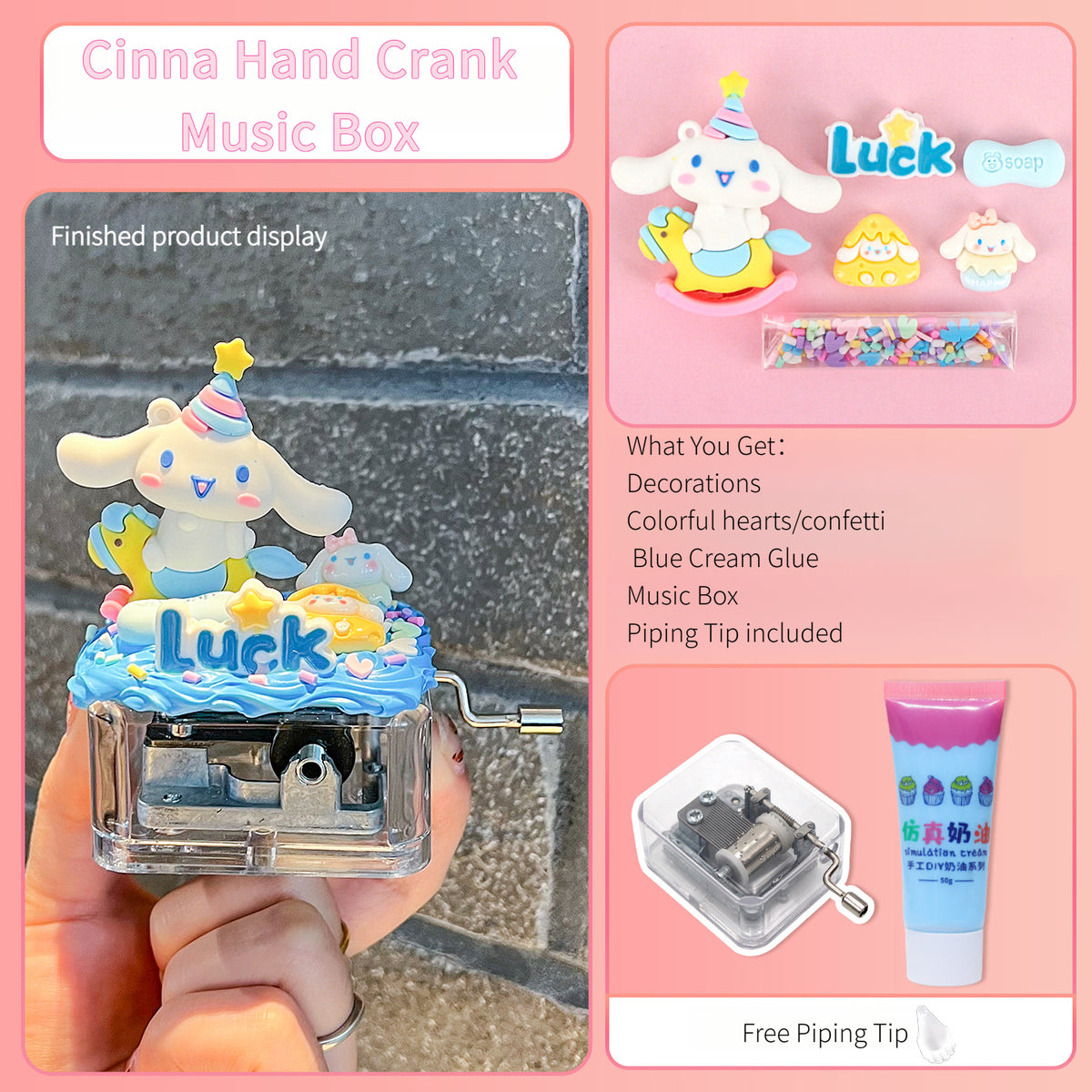 Hand  Crank Music Box Charms Kit