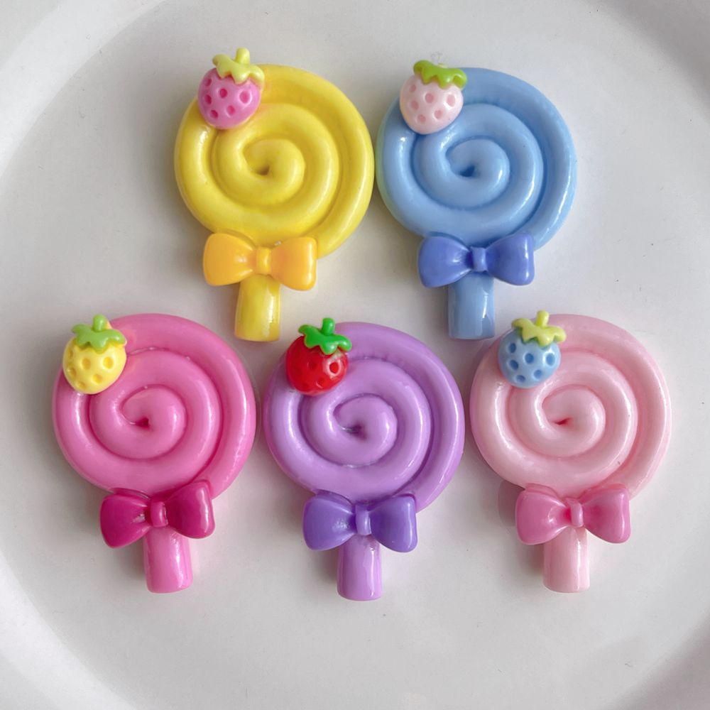 Strawberry Lollipop Flatback Resin Chamrs
