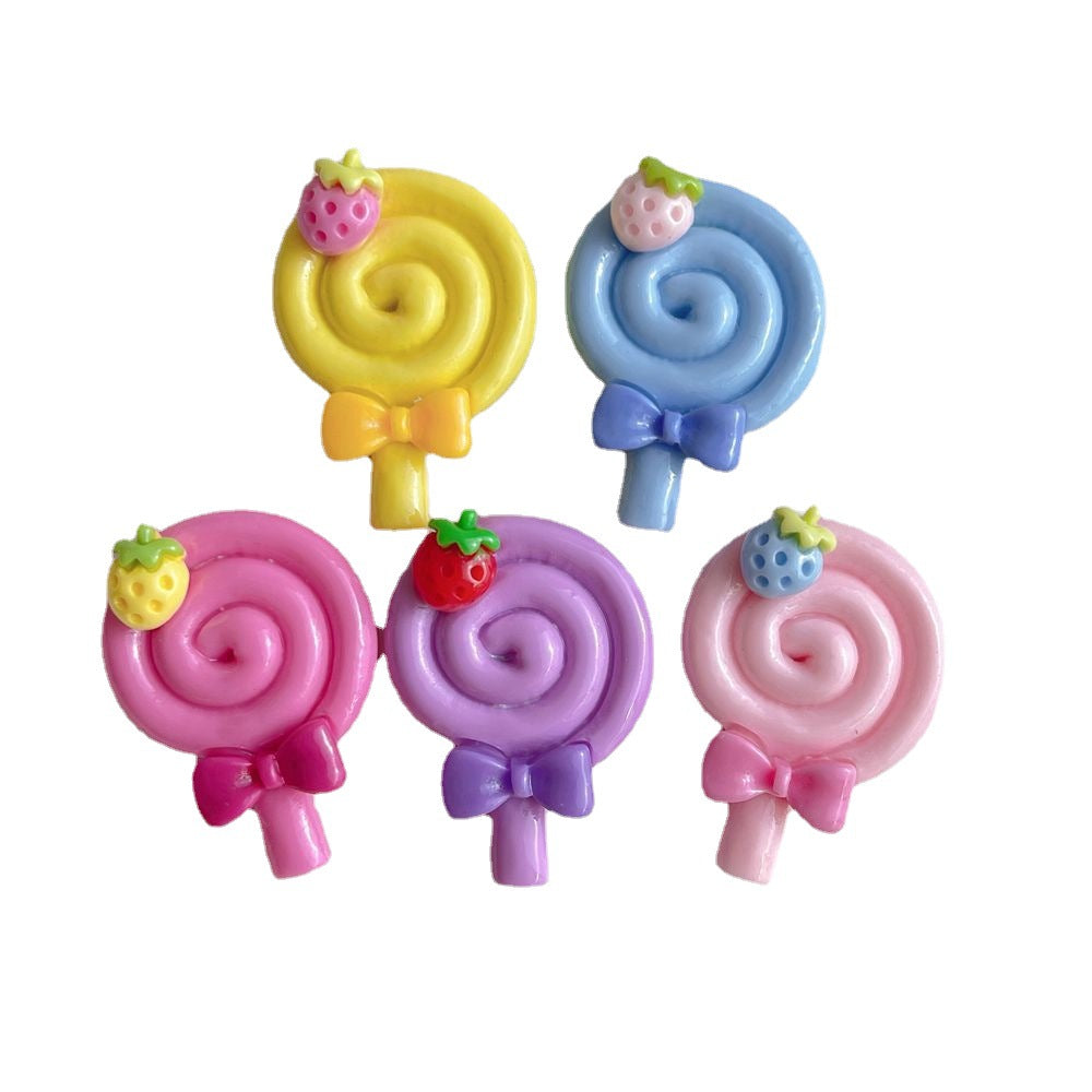 Strawberry Lollipop Flatback Resin Chamrs