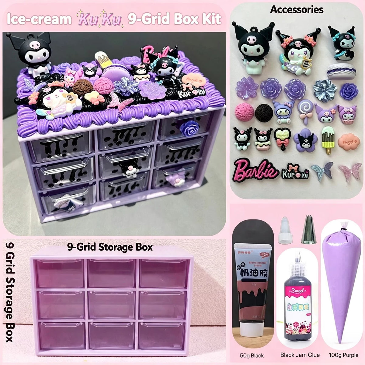 9-Grid Storage Box Charms Kit