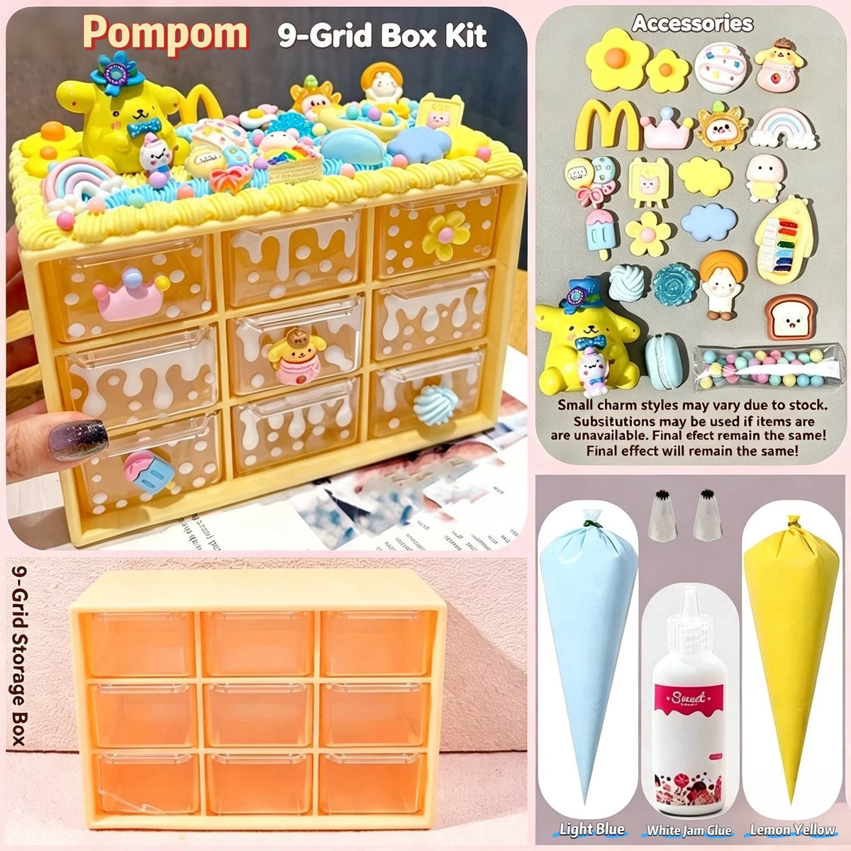 9-Grid Storage Box Charms Kit