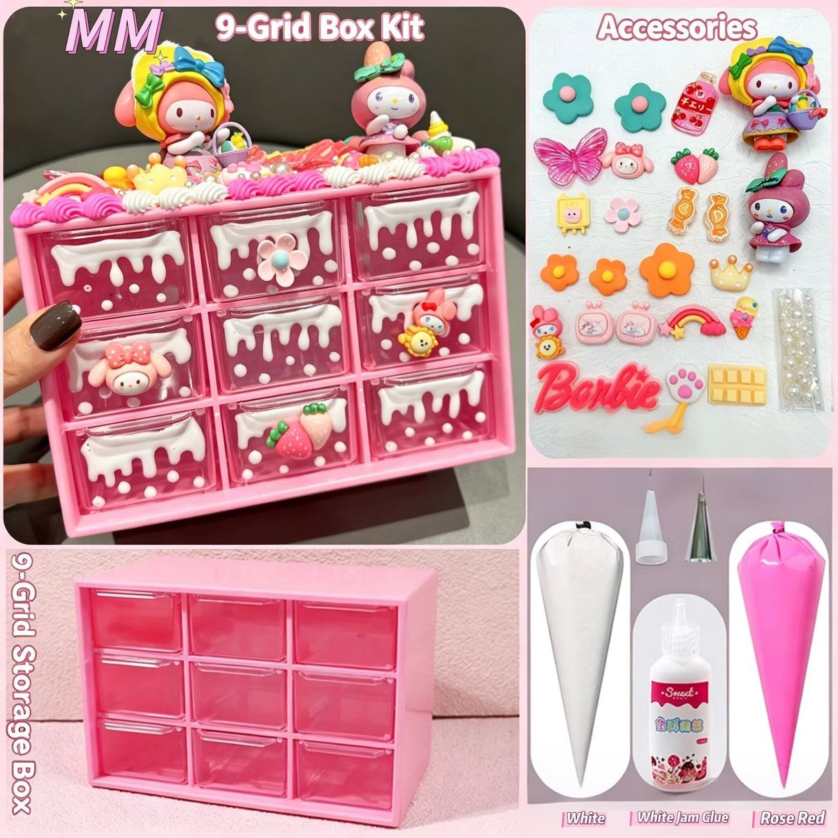 9-Grid Storage Box Charms Kit