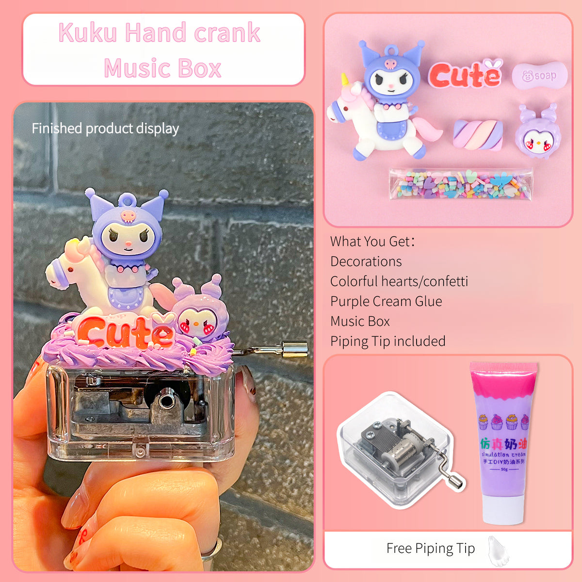 Hand  Crank Music Box Charms Kit