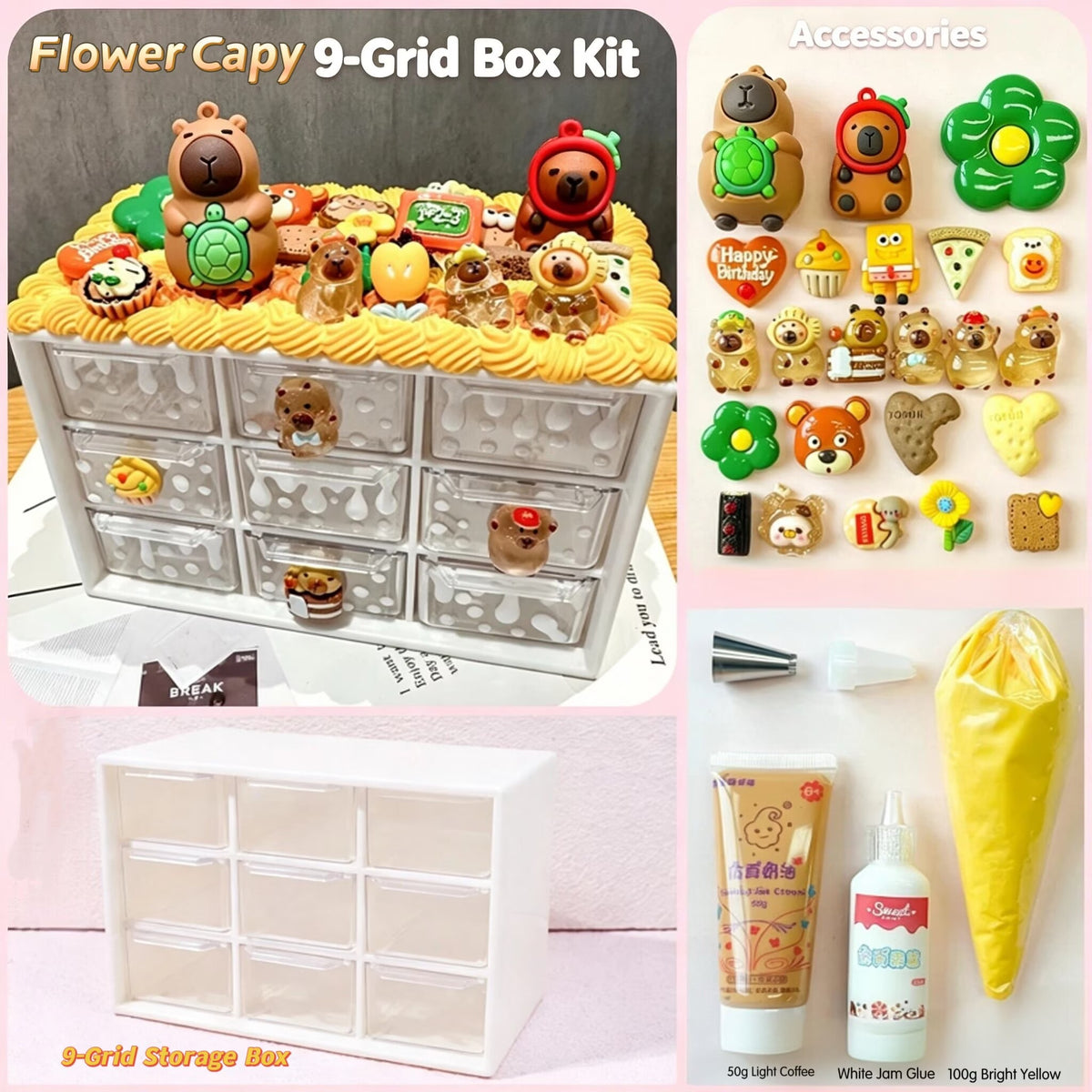 9-Grid Storage Box Charms Kit