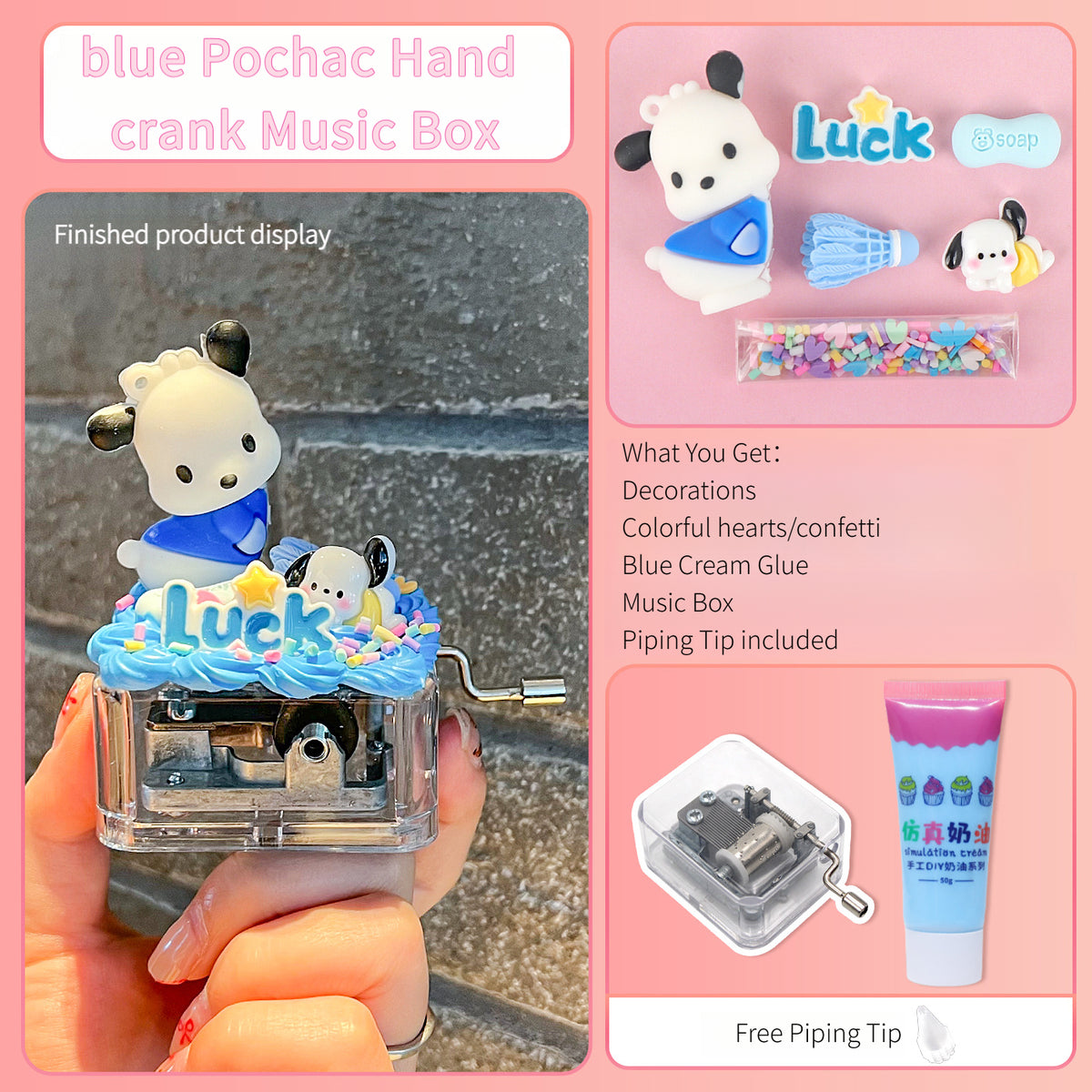 Hand  Crank Music Box Charms Kit