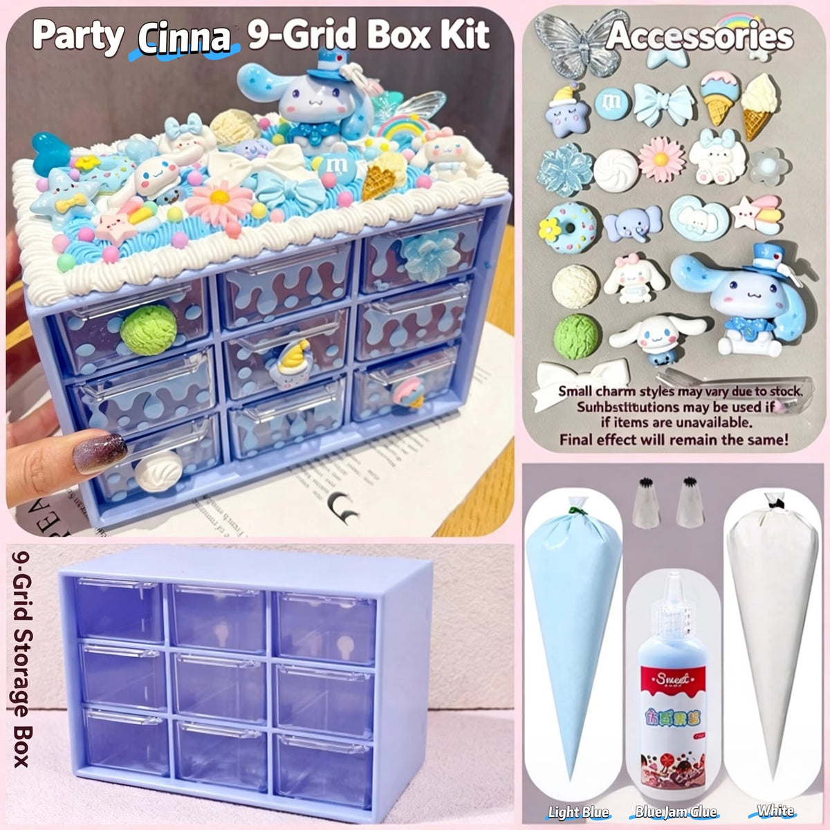 9-Grid Storage Box Charms Kit