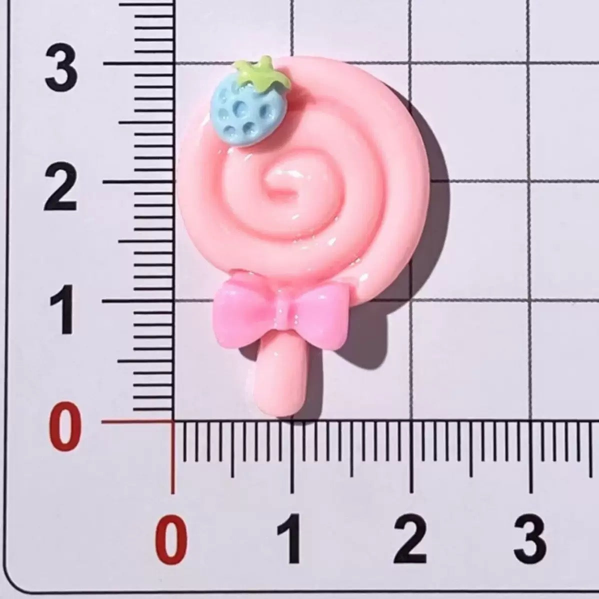 Strawberry Lollipop Flatback Resin Chamrs