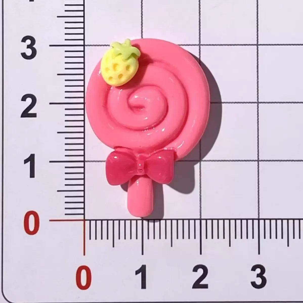 Strawberry Lollipop Flatback Resin Chamrs