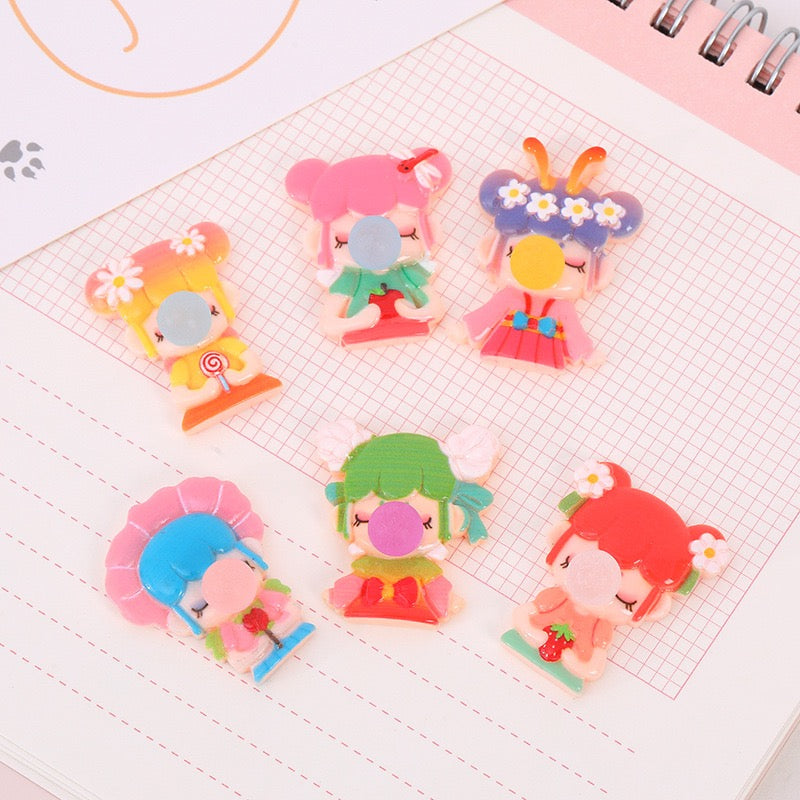 Bubble Girls Flatback Resin Charms
