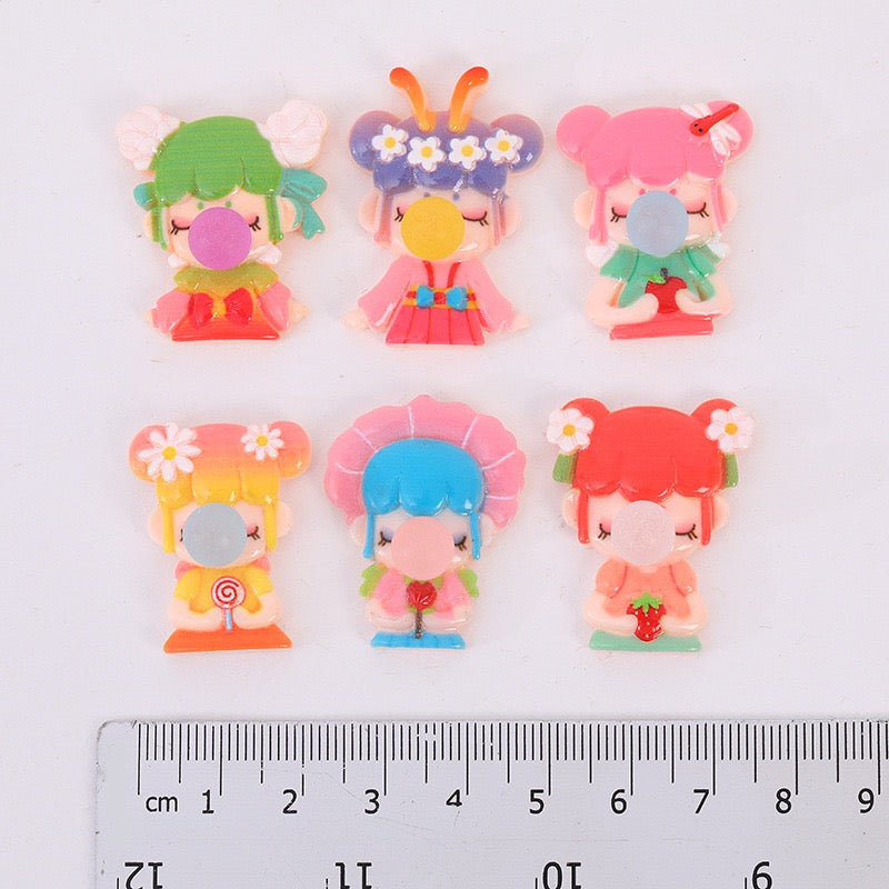 Bubble Girls Flatback Resin Charms