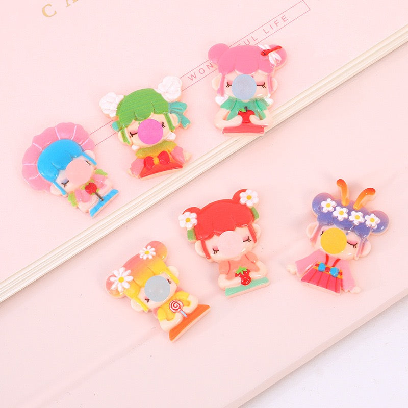 Bubble Girls Flatback Resin Charms