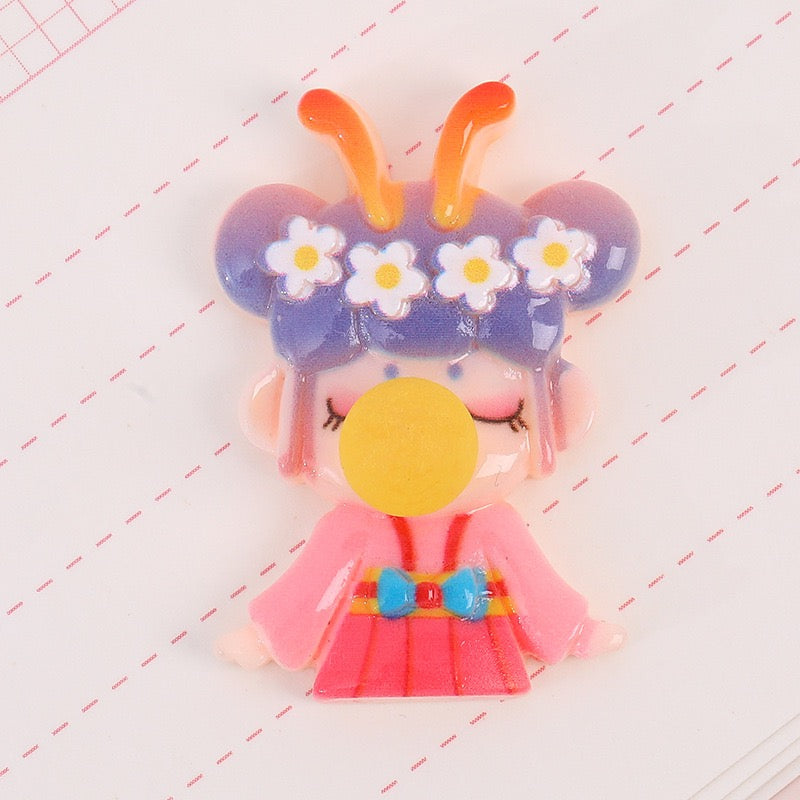 Bubble Girls Flatback Resin Charms